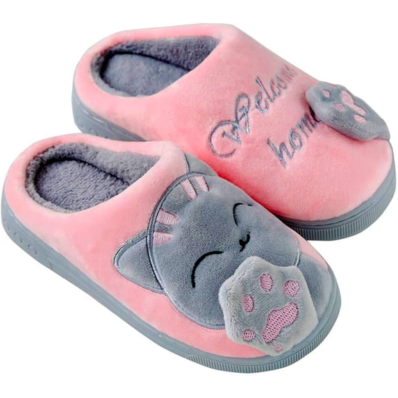 Kids Family Cute Cat Household Anti-Slip Indoor Home Slippers for Girls and Boys