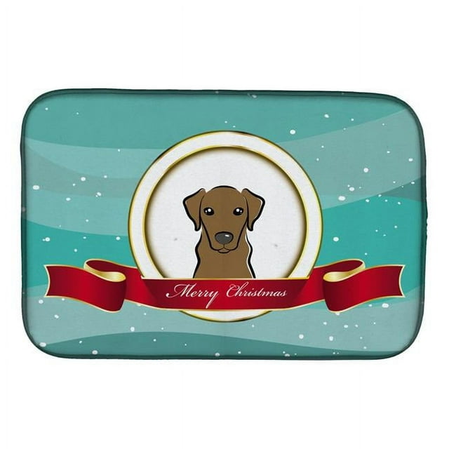 Carolines Treasures BB1544DDM Chocolate Labrador Merry Christmas Dish Drying Mat