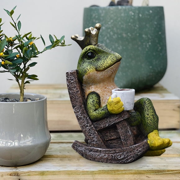 YAOMOBB Frog Ornament Cute Crown Figurine Resin Statue Desktop Ornament Home Decor
