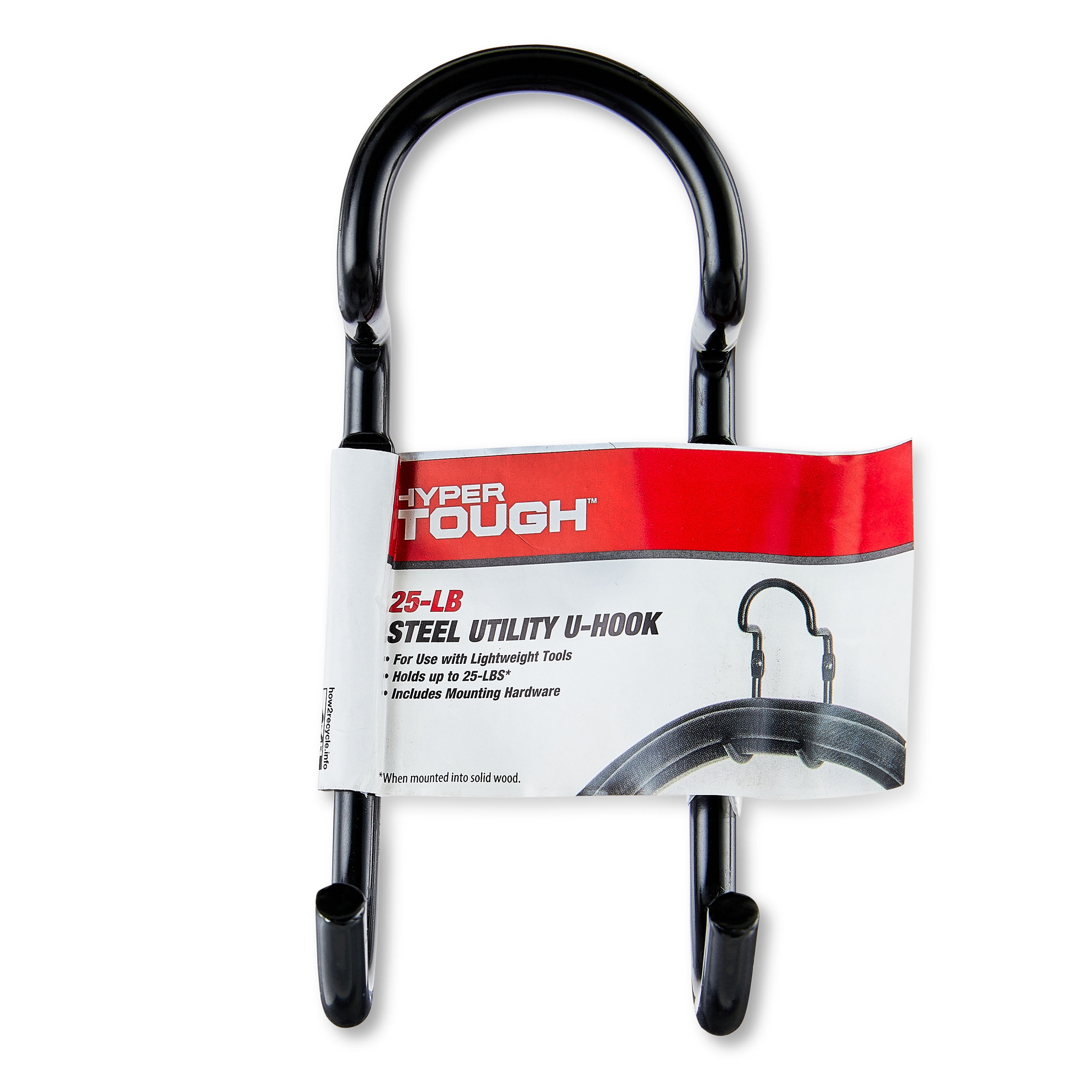 (2 pack) Hyper Tough 25 lb Wall Mounted Steel Utility U-Hook