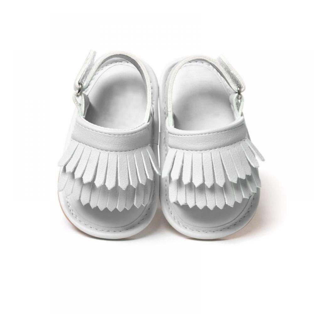 white newborn sandals