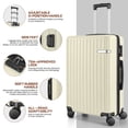 thumbnail image 6 of HOTEEL Luggage Sets 3 Piece 20 in Carry on Luggage Set with Gym bag + Toiletry Bag, Hardshell PC ABS Suitcase with 360° Spinner Wheels for Women Men, Beige, 6 of 10