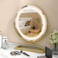 thumbnail image 4 of Costway Miroir de Maquillage Rond de 16 Pouces avec Lumières, 3 Couleurs, Gradable, Commande Tactile, Or, 4 of 10