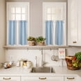 thumbnail image 3 of 3 Piece Kitchen Curtains and Valances Set Blue Gray Stripes Cafe Curtains 24 Inch Length Contemporary Minimalist Abstract Lines Valance & Tier Curtain for Living Room Bedroom Window 54"x18"+27"x24"*2, 3 of 6