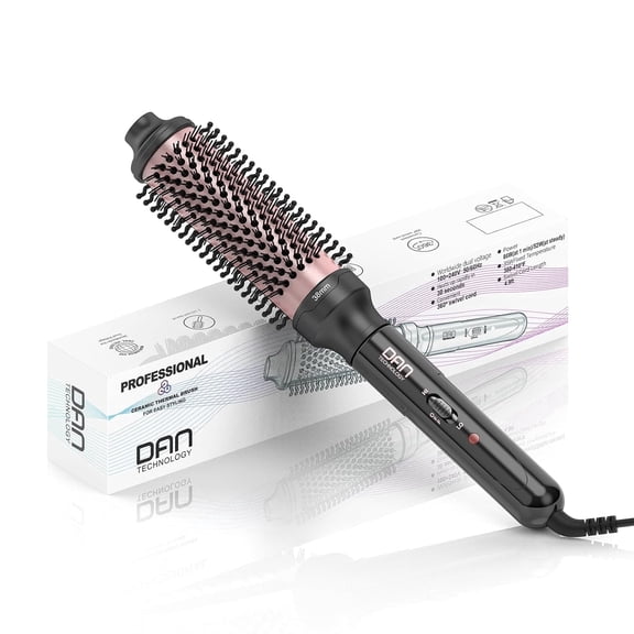 DAN 1.5 inch Thermal Round Brush for Curling,Dual Voltage Ceramic Curling Brush for Blowout Look