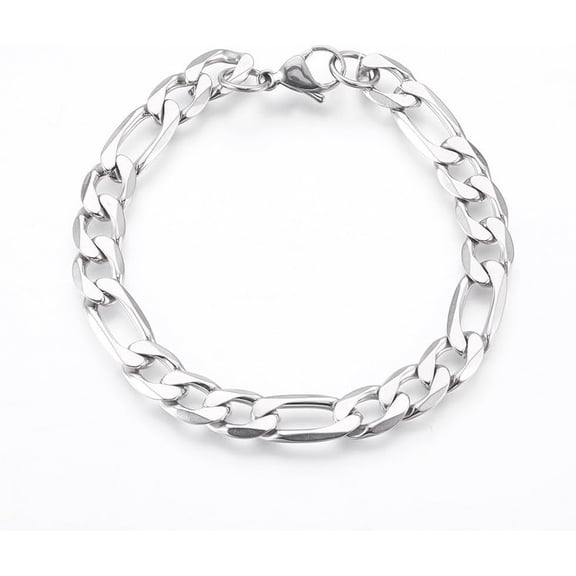 Tarnish Resistant 304 Stainless Steel Figaro Chain Bracelets with Lobster Claw Clasps Stainless Steel Color 8-1/8 inch(20.7cm) 8.5mm