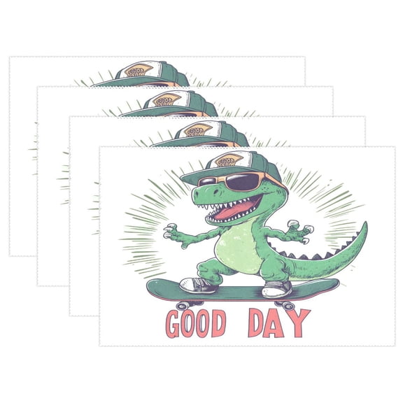 Ryvnso Placemats Set of 4 Cute Dinosaur Dining Mats Heat-Resistant Non-Slip Washable Table Mat