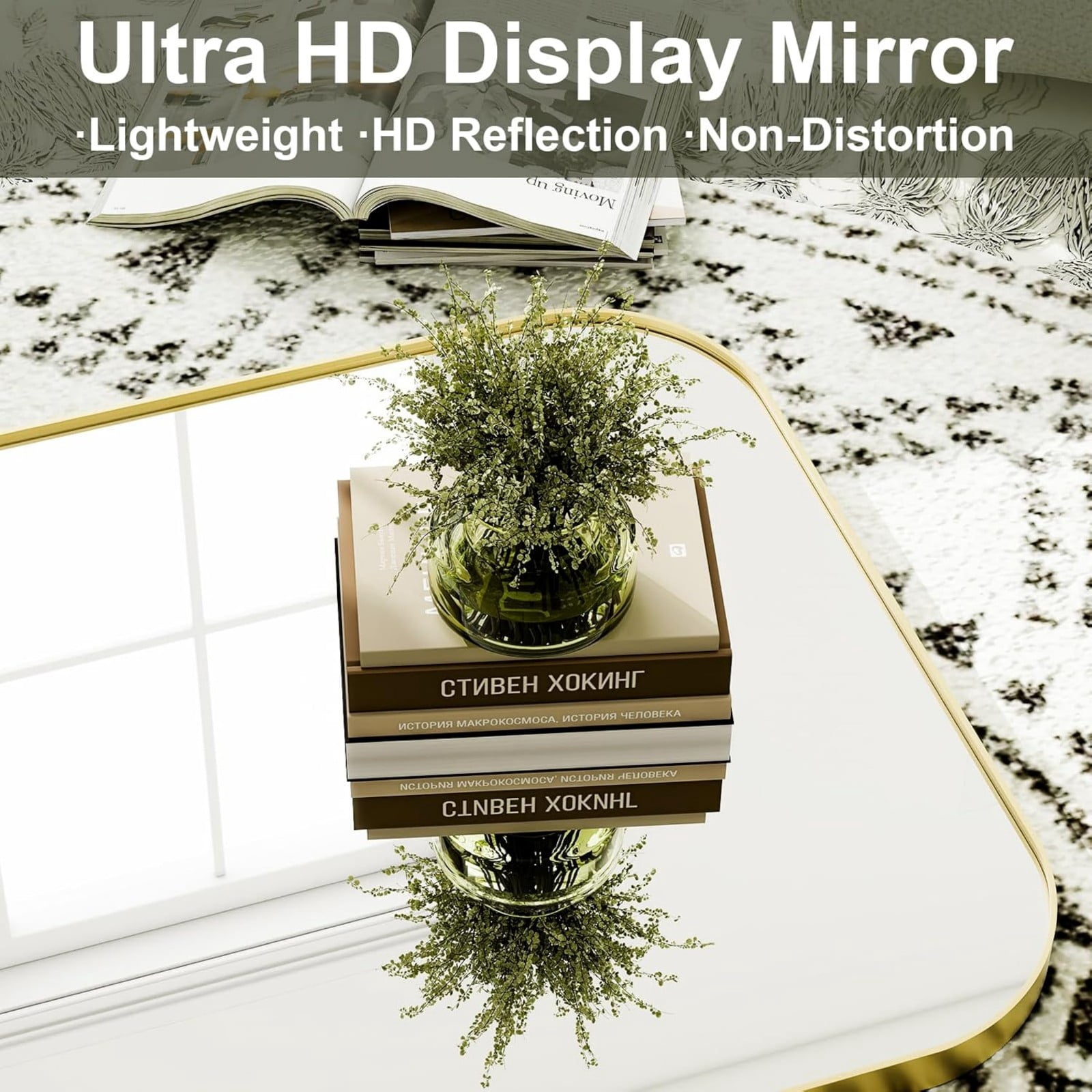 AUROMIR 64"x21" Arched Full Length Mirror Freestanding Floor Mirror with Metal Frame, Gold