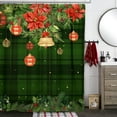 thumbnail image 2 of Christmas Shower Curtain for Bathroom,Winter Xmas Holiday Poinsettia Shower Curtain Set with Hooks,Buffalo Plaid Polyester Fabric Shower Curtains Washable Waterproof Bath Decor 72" x 72", 2 of 6
