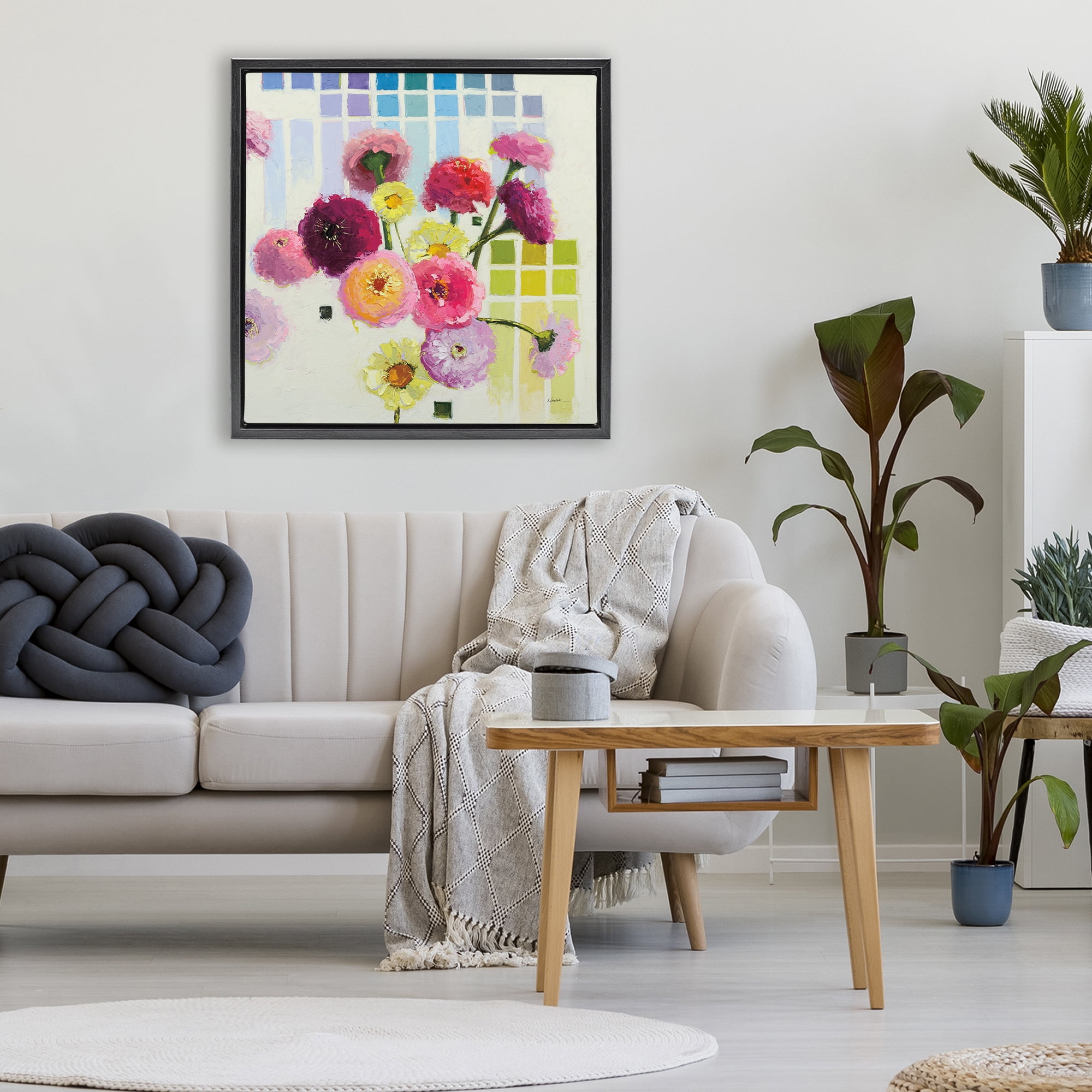 Stupell Industries Color Chart Pastel Bloom Study Black Framed Floater Canvas Wall Art, design by Shirley Novak