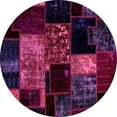 thumbnail image 1 of Ahgly Company Indoor Round Patchwork Pink Transitional Area Rugs, 4' Round, 1 of 4