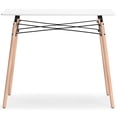 thumbnail image 2 of Signature Design by Ashley Contemporary Jaspeni Home Office Desk, White/Natural, 2 of 7