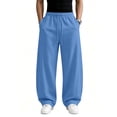 thumbnail image 6 of FGVCTG Men's Baggy Sweatpants, Solid Color Elastic Drawstring Wide Leg Jogging Pants with Pockets, Open Bottom Casual Sweat Pants for Everyday Wear Sky Blue S, 6 of 7