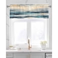 thumbnail image 2 of Coastal Beach Kitchen Valances for Windows Farmhouse Linen Window Valance Curtain for Living Room Window Treatment Abstract Oil Painting Summer Wave Valance Rod Pocket Topper Drape, 60 x 18 Inch, 2 of 6