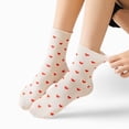 thumbnail image 3 of Women's Ankle Socks with Allover Heart Print and Soft Ribbed Cuff Trim - Beige, 3 of 7