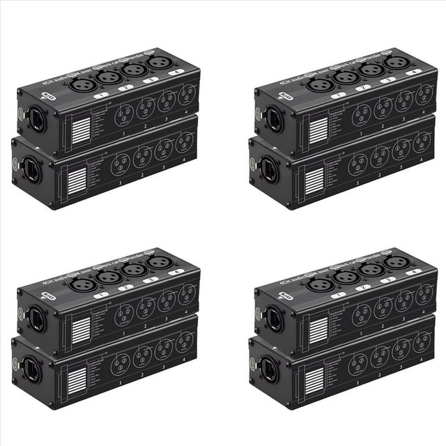 4 Pair 4 Channel XLR/ Audio RJ45 Cat5/Cat6 Ethernet Extender XLR Extender Transceiver for Live Stage,4 x 4-Channel Audio/DMX Network Extender Female 4 x 4-Channel Audio/DMX Network Extender Male,Black