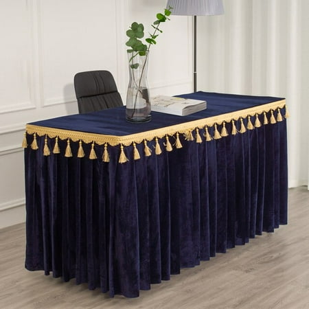 

dosili Gold Velvet Tablecloth Conference Exhibition Hanging Fringe Table Cover Temple for Table Tassel Table Skirt Custom Rectangular