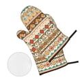 thumbnail image 2 of ZNDUO Oven Mitts and Pot Holders Sets, Native Boho Retro Ethnic Pattern Non-Slip Cooking Oven Mitt, 2 of 8