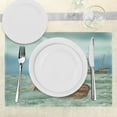 thumbnail image 3 of Ambesonne Antique Place Mats Set of 4, Old Trunk Ocean Waves, Standard Size, Mint Green Pale Caramel, 3 of 6
