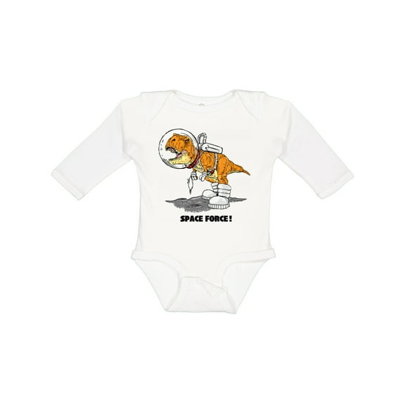 Inktastic Space Force Dinosaur Astronaut Boys or Girls Long Sleeve Baby Bodysuit