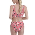 thumbnail image 3 of Daiia French Bulldog Face printed 2 piece Swimsuit Bikinis for Women High Waisted Racerback Bathing Suits Summer Tummy Control Scoop Neck Swimwear-Medium, 3 of 8