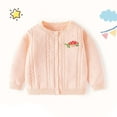 thumbnail image 4 of ibuvkizy Girls Sweaters!Girls Cardigan Cute Printed Girls Lace Neck Knitted Sweater Cardigan Long Sleeve Button Up Jacket Girls Fall Outfits Pink,18 Months, 4 of 8