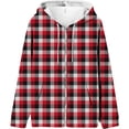 thumbnail image 4 of VISALY Fashion Hoodies Sweatshirts Zip Up Hoodie Fleece Hoodie Plaid Printed Casual Hoodies with Pocket Long Sleeve Cute Sweatshirt Jacket Coat Trendy Tops Comfortable Soft Tops Thick Hoodies W L, 4 of 4