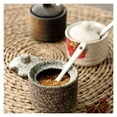 thumbnail image 3 of Japanese spice jar with lid, sugar bowls with lid, retro mini sugar pot made of porcelain, salt bowl, spice jar with lid, spoon for coffee serving set, bar countertop, 3 of 5