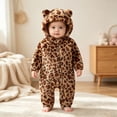 thumbnail image 2 of 3-6 Months Baby Boys Girls Jumpsuit Fuzzy Fleece Leopard Print Hooded, 2 of 9