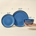 thumbnail image 5 of Blue Stoneware Dinnerware Set, 12 pcs Reactive Glaze Plates and Bowls Sets, Handmade Round Dishes Set for 4, Highly Chip and Crack Resistant Modern Plate Set, 5 of 6