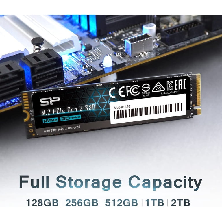内蔵型SSD SP SP512GBP34A60M28 512GB M.2 SSD Silicon Power SP512GBP34A60M28 512GB NVMe M.2 PCIe Gen3x4 2280 SSD