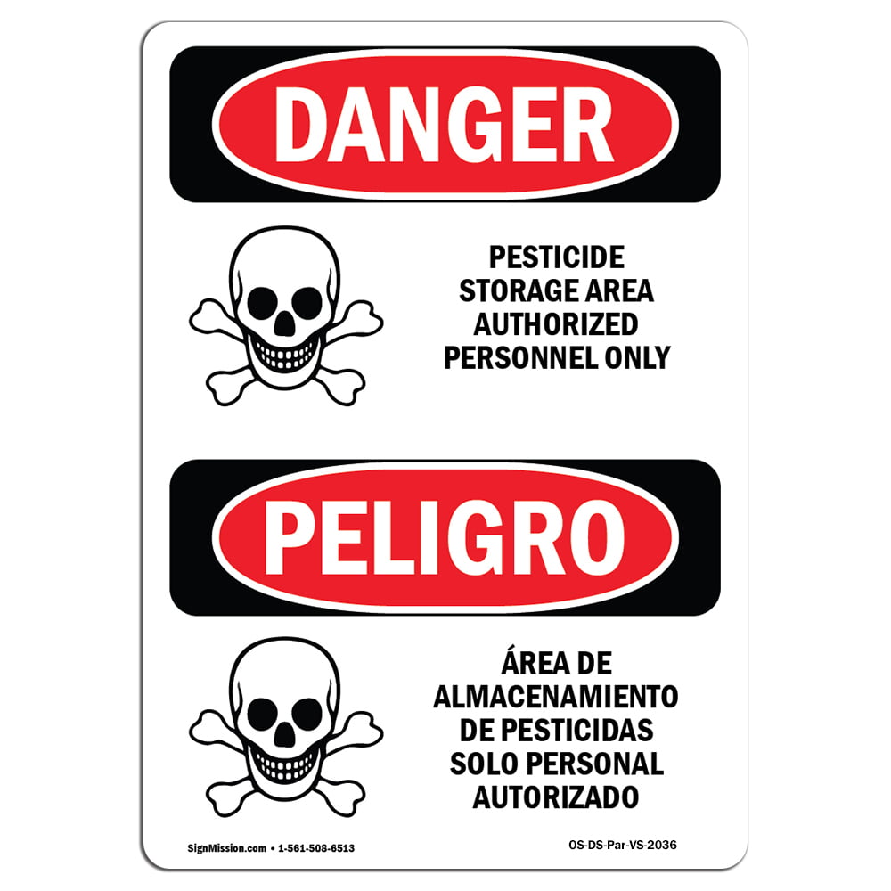 10x7 in Made in the USA Plastic ANSI CAUTION Pesticide Sign 