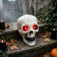 thumbnail image 5 of Halloween Savings Halloween Plastic Skull Decor Statue 2 Styles LED Glowing Red Eyes No Light Skeleton Head Figurine Spooky Tabletop Ornament for Home Gothic Decor Halloween Decor Indoor Outdoor, 5 of 8