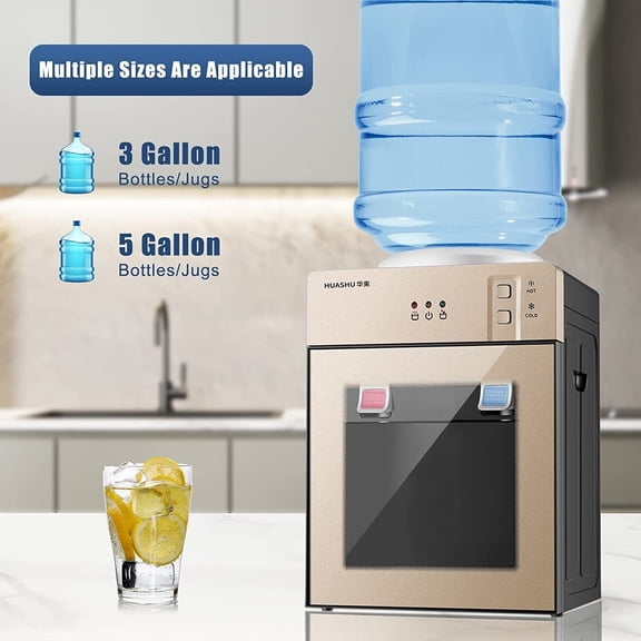 5 Gallon Cold Hot Smart Water Cooler Dispenser, Top Loading Countertop, Champagne Gold
