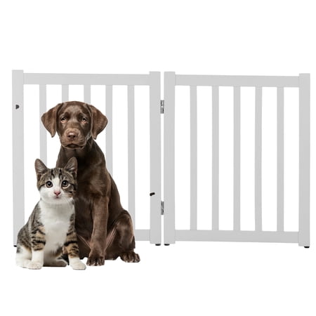 PETMAKER 2-Panel Freestanding Dog Gate - 40x24-Inch Foldable Indoor Pet Fence (White)