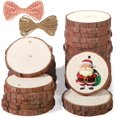 thumbnail image 1 of 5ARTH Rebanadas de madera natural – 37 piezas de 2.0 a 2.4 pulgadas Kit de madera sin terminar para manualidades, círculos de madera preperforados con agujeros para artes, rodajas de madera, adornos n, 1 of 4