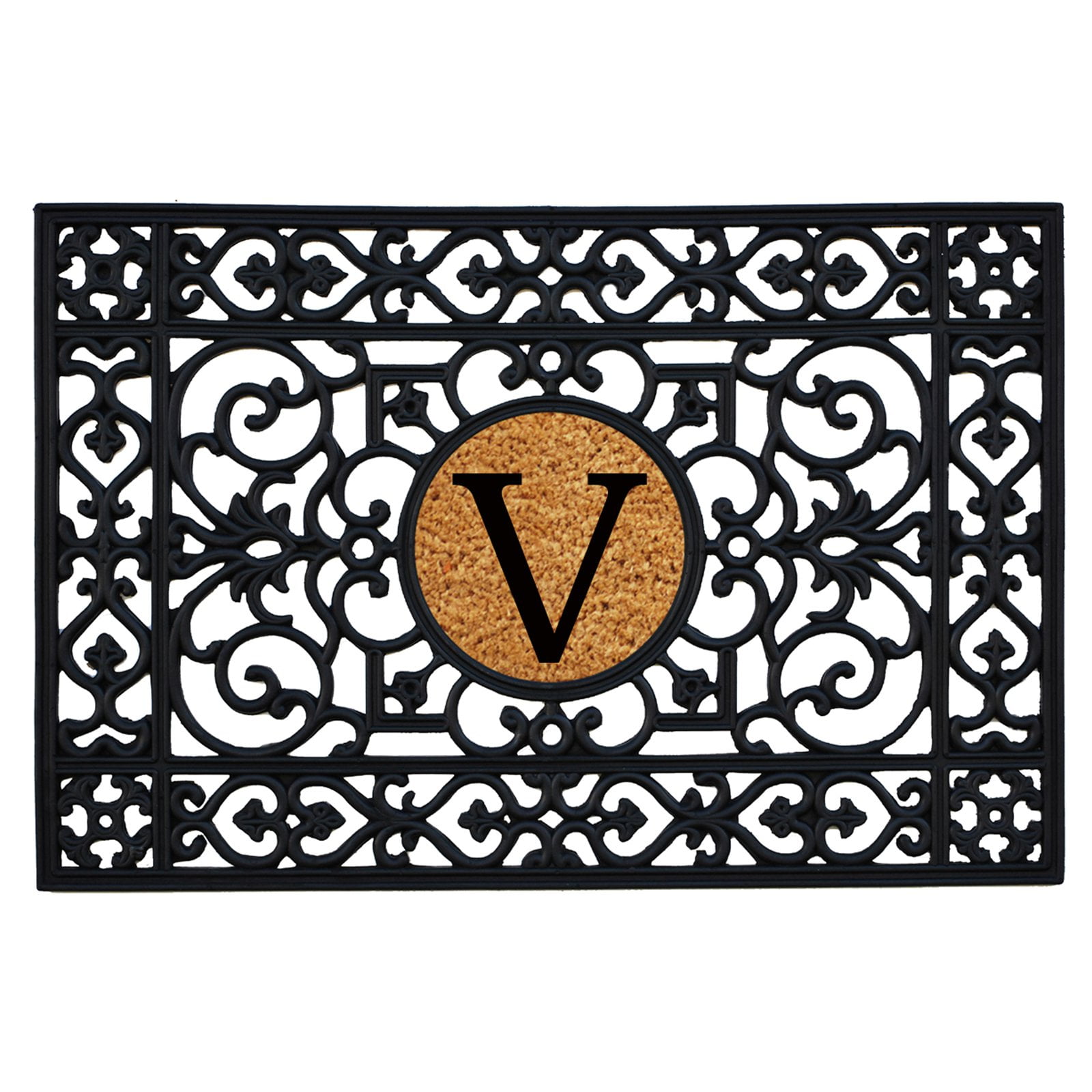Letter V 2' x 3' Calloway Mills 160012436V Rubber Monogram Insert Doormat 
