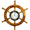 thumbnail image 4 of Nagina International Glorious Nautical Ship Wheel with Brass Polished Porthole Accentuated Time's Clock Mounted | Bay Home Decor Gifts, 4 of 4