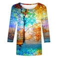 thumbnail image 5 of under $5 JINMGG Fall Long Sleeve Shirts for Women Women's Fashion Printed Loose T-Shirt 3/4 Sleeves Blouse Round Neck Casual Tops Multicolor XXXXL, 5 of 5