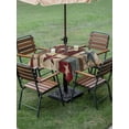 thumbnail image 2 of Square Outdoor Tablecloth With Umbrella Hole And Zipper– Western Farmhouse Waterproof Patio Table Cover for Party, Picnic, Backyard, 60"x60" , Vintage Wood Texture Barn Star Red Gray, 2 of 8
