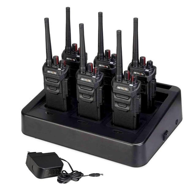 Walkie Talkies Retevis RT48 a prueba de agua, paquete de 6 con cargador 1200