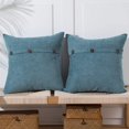 thumbnail image 1 of Blue Green Pillow Covers 16x16 Inch with Triple Buttons Set of 2 Chenille Rustic Farmhouse Decorative Throw Pillow Covers Square Cushion Case for Home Sofa Couch Decoration, 1 of 7