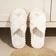 thumbnail image 3 of Iyufng Women's Crisscross Strap Fluffy Slide Slippers Scalloped Edge Open Toe Cozy Indoor House Shoes, 3 of 5
