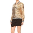 thumbnail image 3 of Fashion Womens Sequin Jacket Long Sleeve Front Zip with Ribbed Cuffs Outerwear Tops, 3 of 6