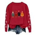 thumbnail image 1 of WEAIXIMIUNG Chandail en Molleton Court Grande Taille Noël Oversize Femmes Manches Longues Col Rond Chandails en Molleton Imprimé Poulet Léger Ample Haut, 1 of 5
