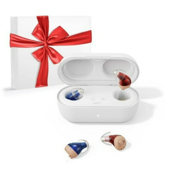 Hearing Aids (Not Amplifiers), Rechargeable Digital Hearing Devices with 16-Channel Sound Processing for Superior Sound Quality, Over-The-Counter, Auto-On/Off, Pair