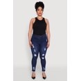 thumbnail image 2 of Womens Plus Size WAX High Rise Distressed Push Up Skinny Jeans, 2 of 5