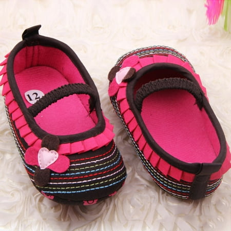 Kacakid Sweet Newborn Baby Girl Flower Ruffled Shoes Toddler Soft Bottom Crib Walk (Best Baby Girl Walking Shoes)