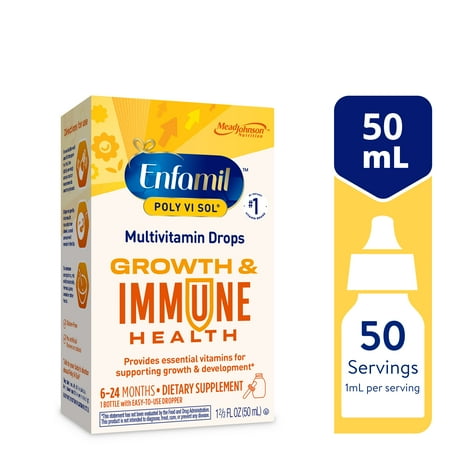 Enfamil Poly-Vi-Sol Liquid Multivitamin Drops, Supports Growth & Immune Health, 50mL Bottle