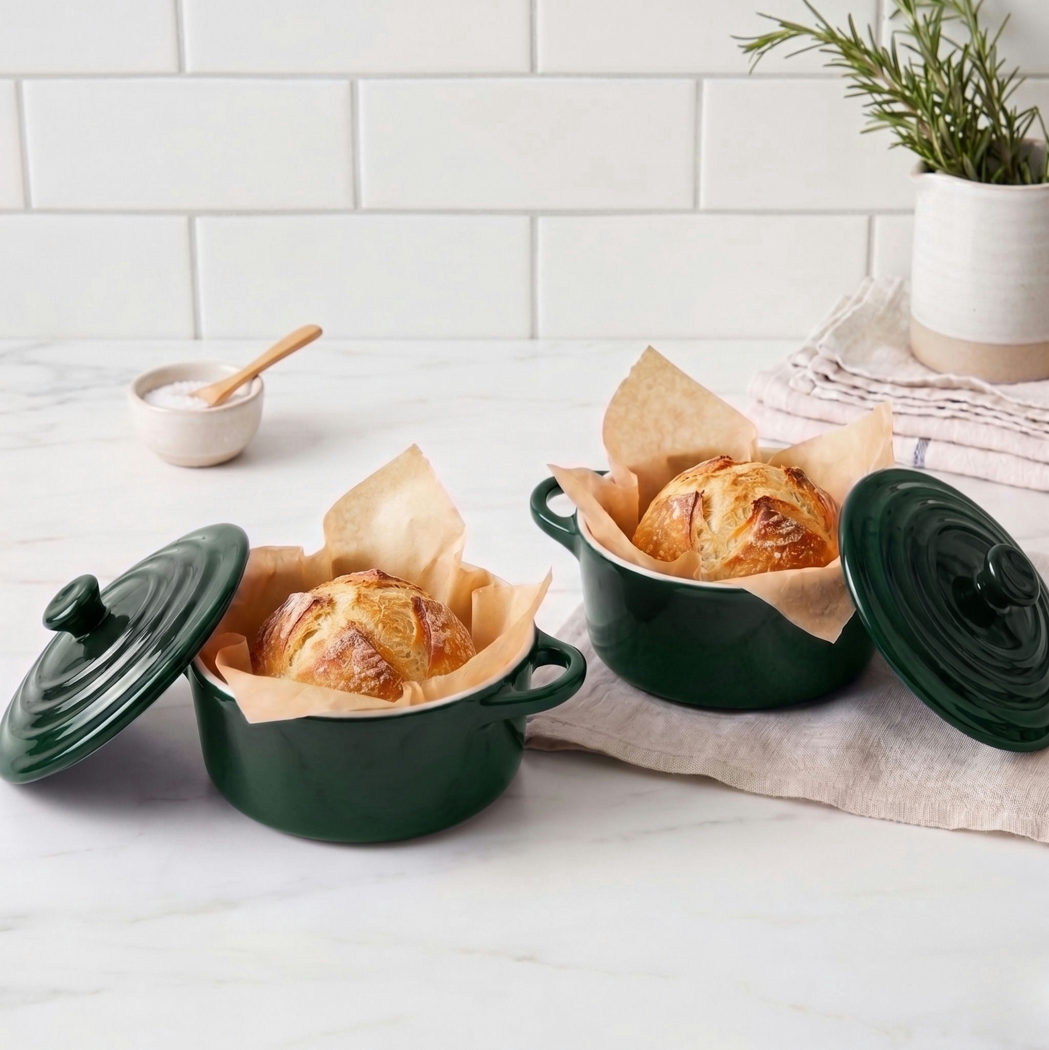 ココット✨ Kook Ceramic Mini Cocotte Set, 12 Oz, Set of 4, Stone - Walmart.com